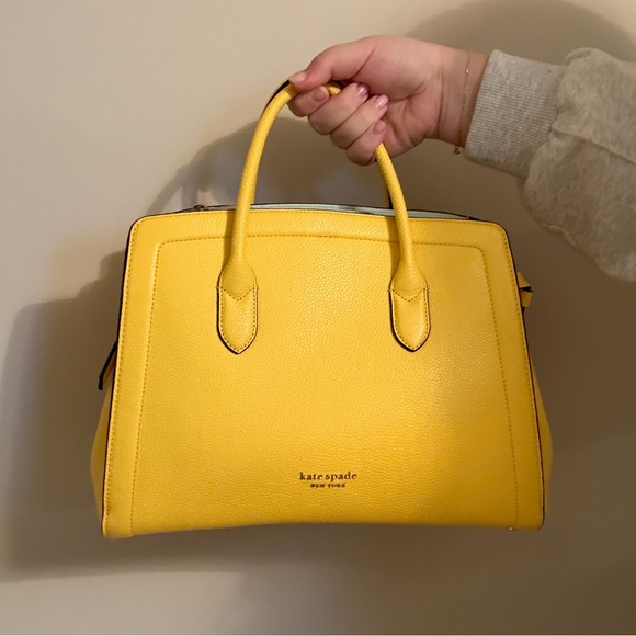 kate spade Handbags - NWT Knott Large Pebbled Leather Satchel in Yellow Sesame with Dustbag
